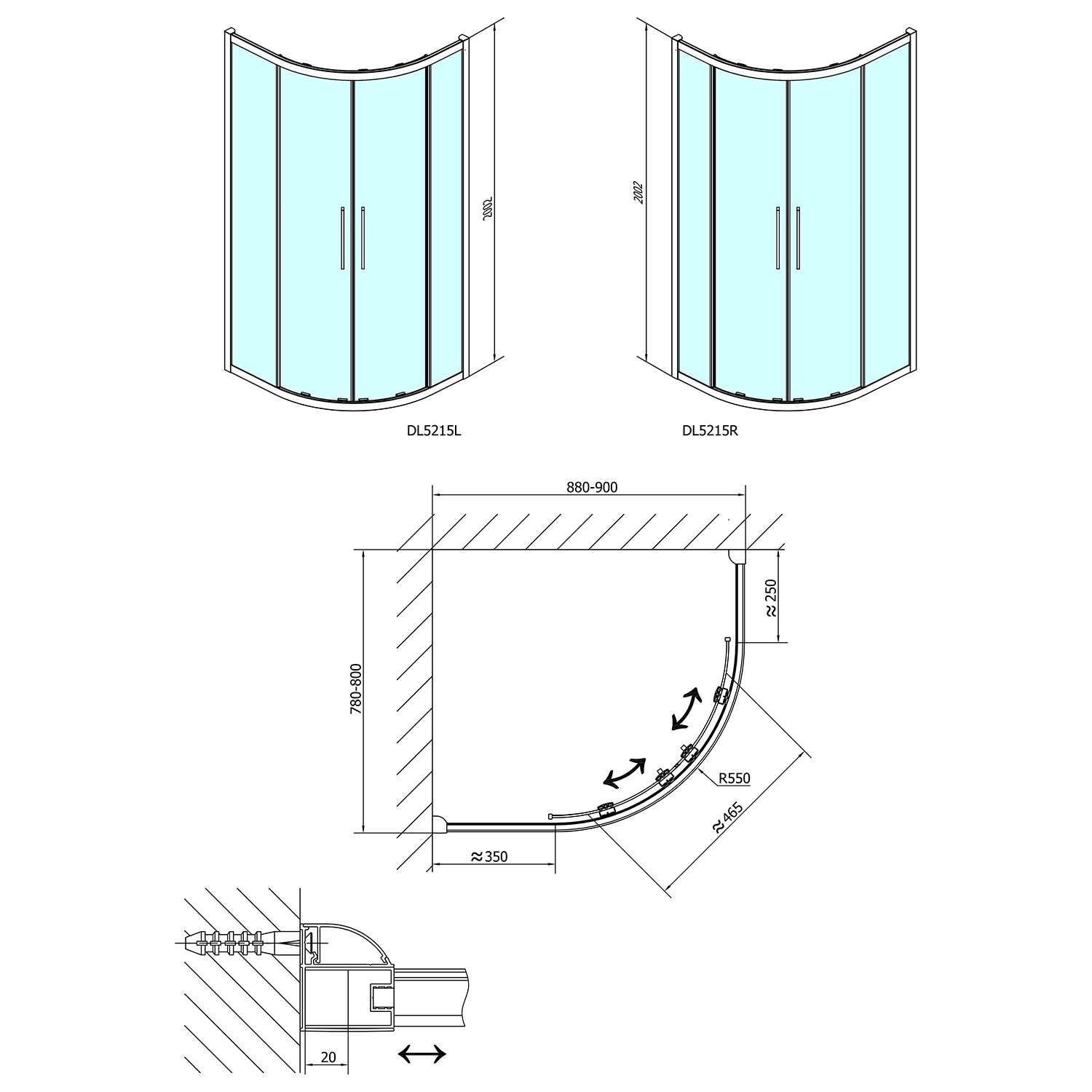 DL5215 Polysan Ширмы для душа LUCIS LINE  - Вид №4