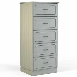 Комод высокий с 5 ящиками беленый дуб "Варна №4" DREAMLINE КОМОДЫ "ВАРНА №4" 163478 Молочный;слоновая кость