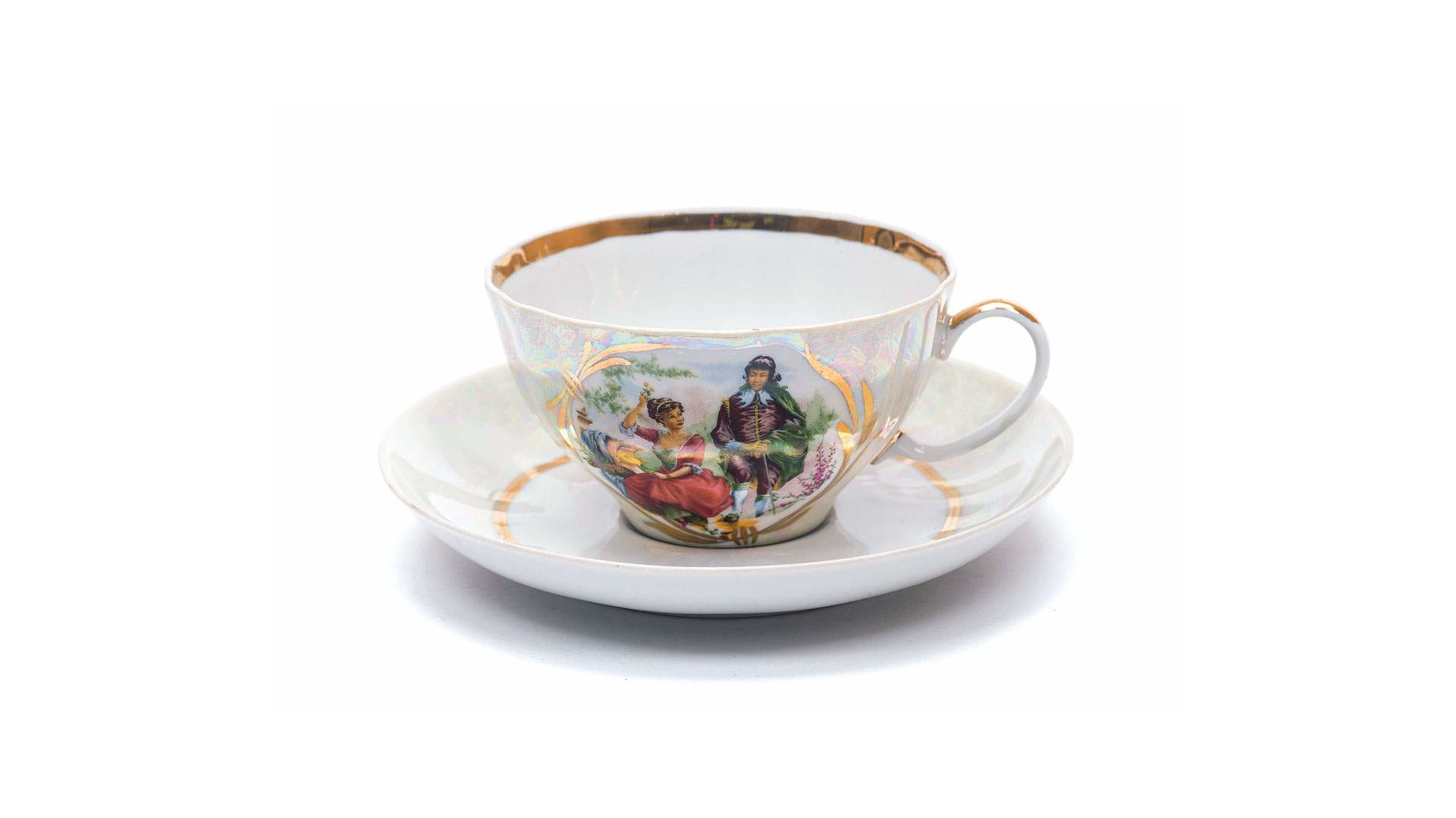 10631334 Дулевский фарфор Сервиз чайный 6/15 "Белый лебедь" "Прогулка в усадьбе " Фарфор  - Вид №4