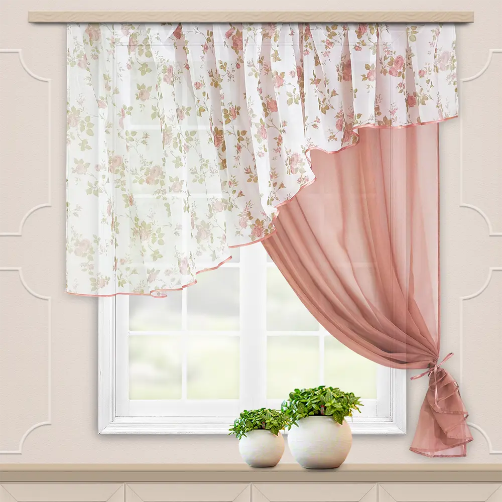 Комплект штор на ленте для кухни Византия 280x160 см цвет какао 89080638 STLM-2084621 WITERRA 