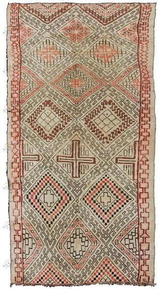 AFOLKI Прямоугольный шерстяной коврик с длинным ворсом и узором Beni ourain Taa562be