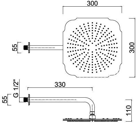 Rubinetteria Giulini Настенная лейка дождевого душа с держателем Symphony 1716 - Вид №1