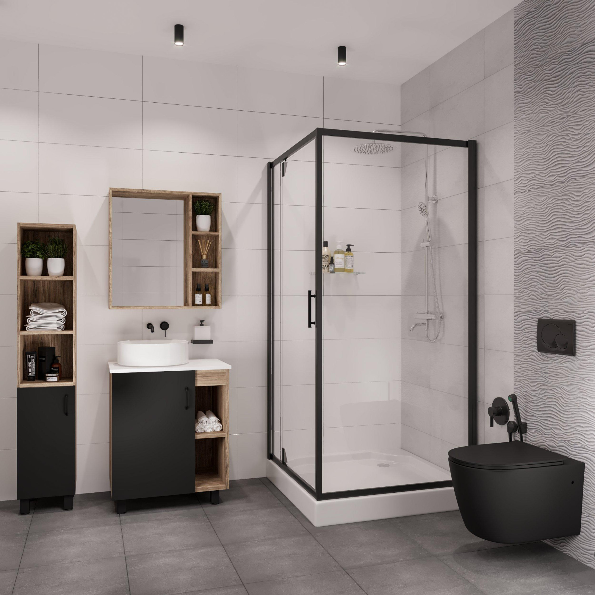 Душевое ограждение NG- 6602-08 BLACK (100*100*190) квадрат, дверь распашная, 1 место Niagara Nova 66020811BLACK