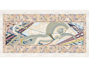 Шелковый прямоугольный ковер ручной работы