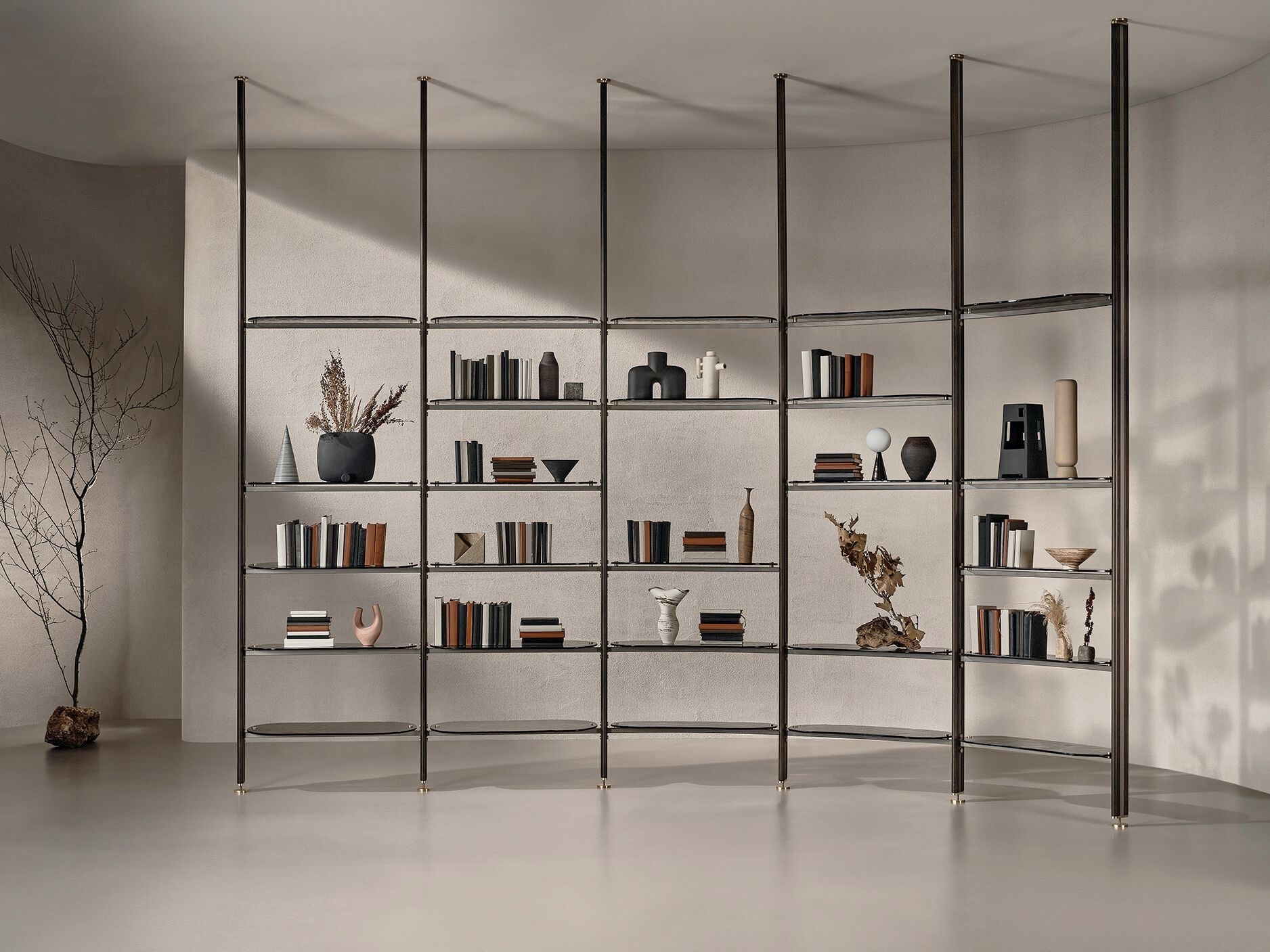 Стеклянный книжный шкаф с креплением пол-потолок Naturedesign Главная ARCH-00088266 - Вид №5