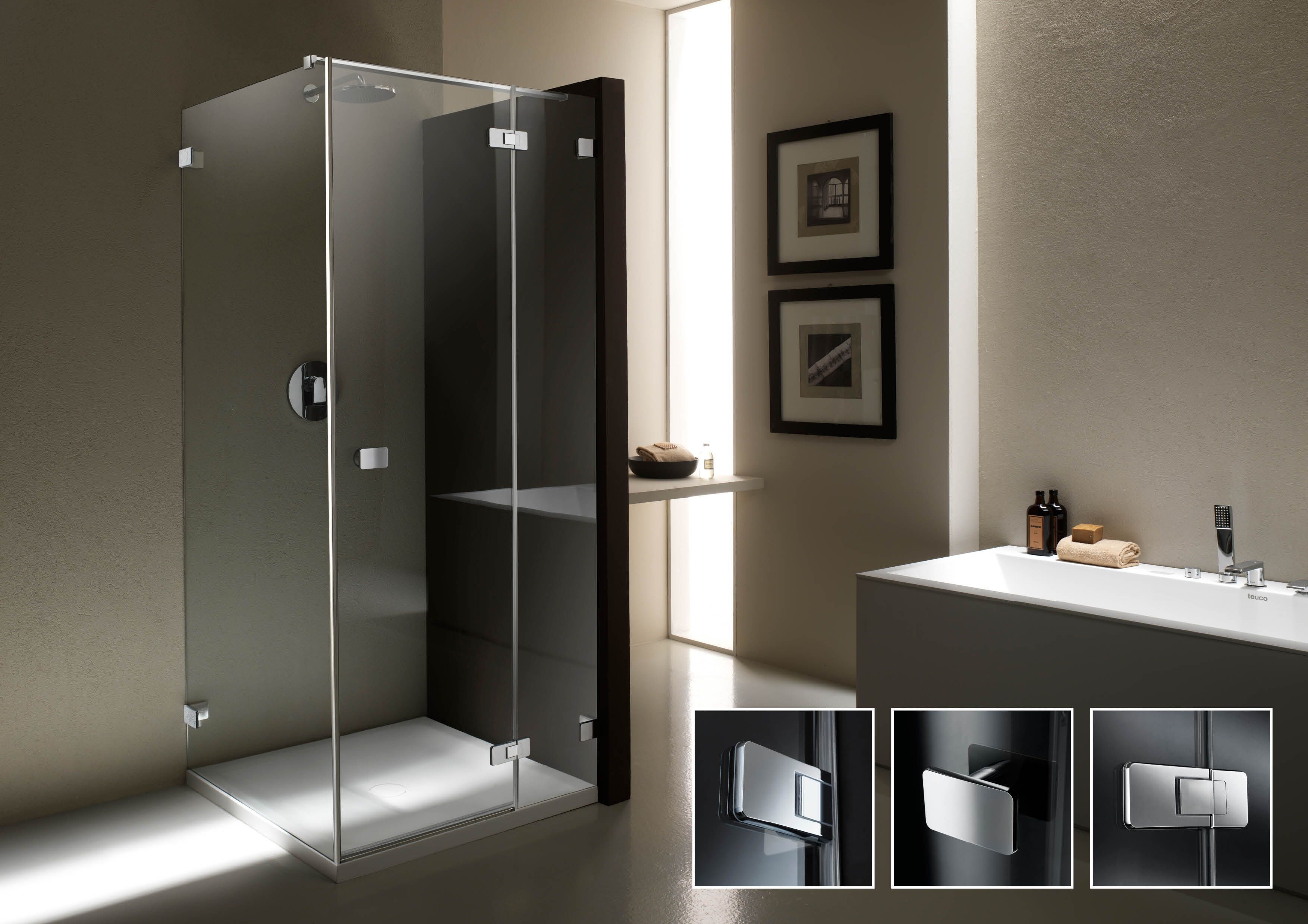 Угловая душевая кабина из закаленного стекла с распашной дверью Provex Industrie X-Line ARCH-00092720 - Вид №1