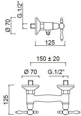 Rubinetteria Giulini Смеситель для душа на 2 отверстия Praga - praga crystal F7507 - Вид №1