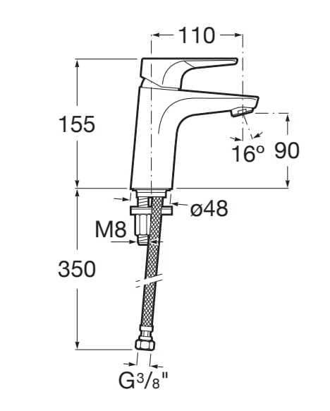 Смеситель для раковины без слива Roca Atlas ARCH-00005402