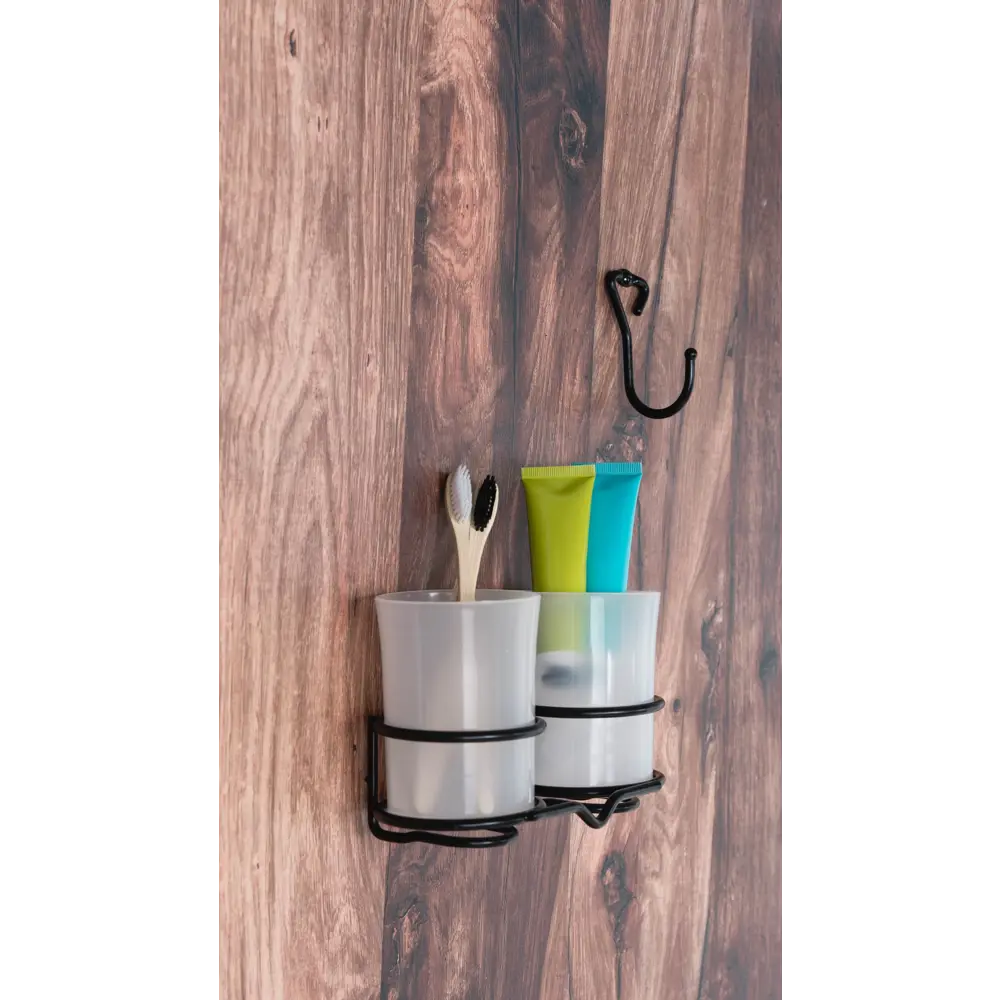 Держатель стакана для зубных щёток Trait двойной цвет чёрный SWENSA STLM-2131867 - Вид №2