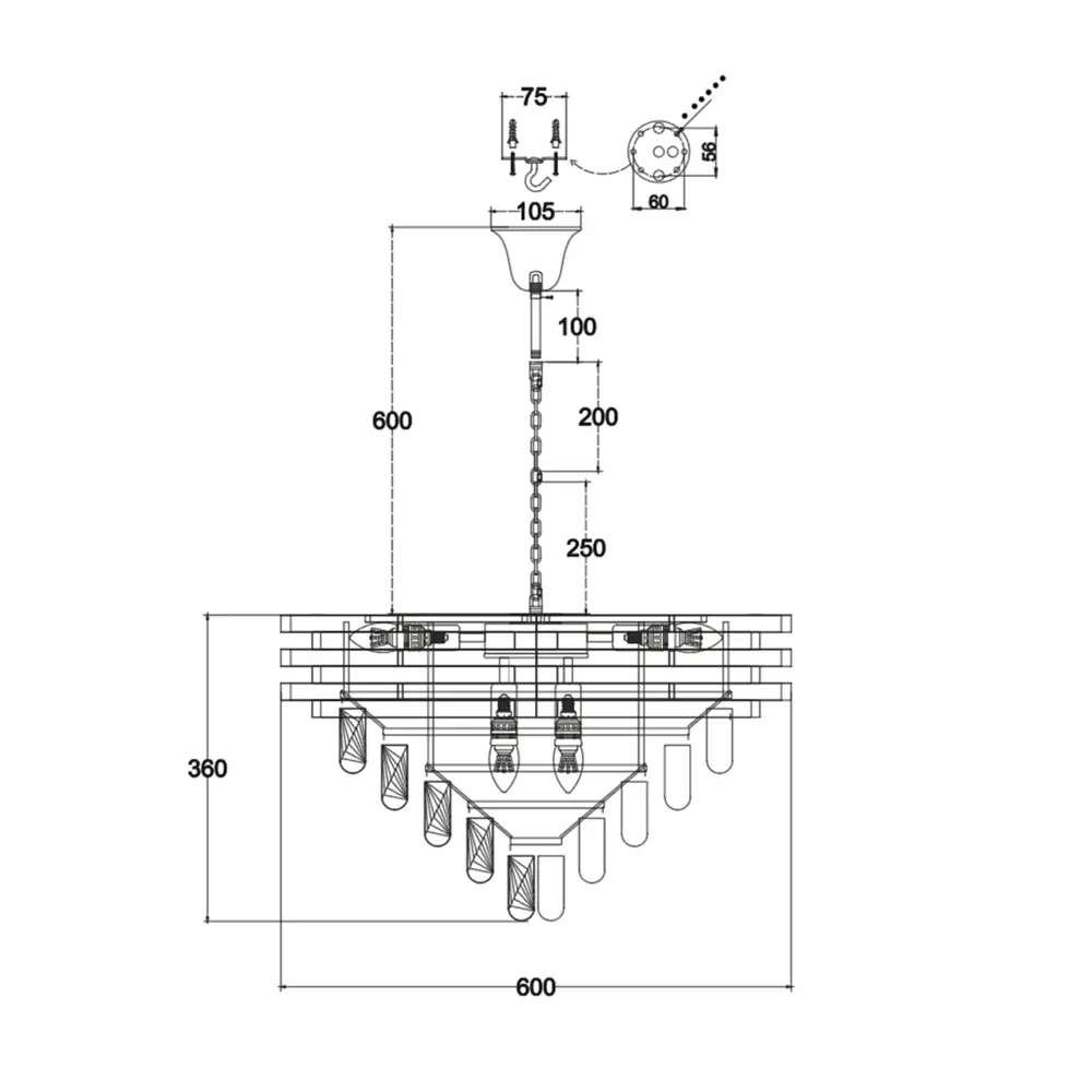 Люстра подвесная Rose 10 ламп 18 м² цвет золото ESTARES STLM-2147729 - Вид №8