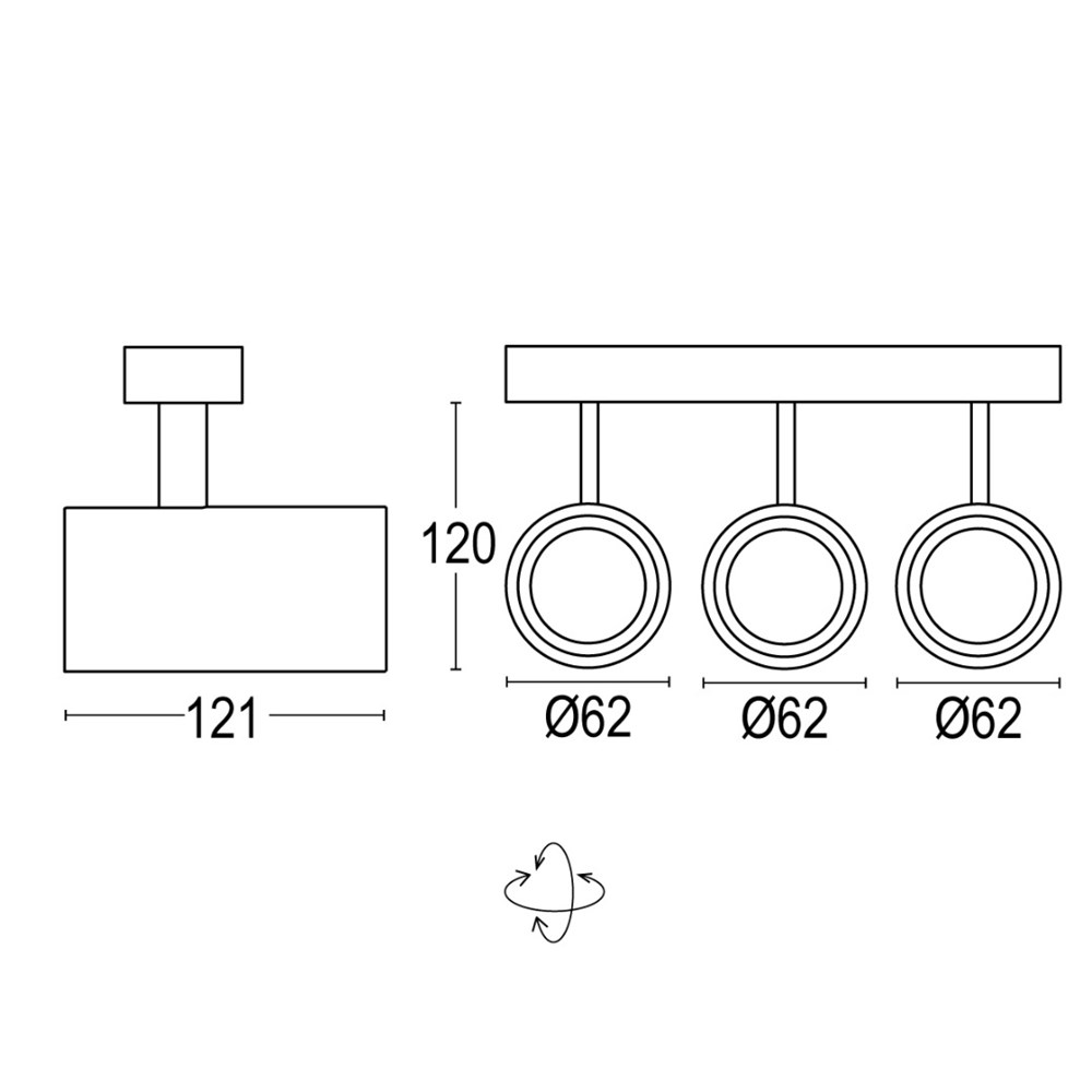 Point Evo 1W 3L Ghidini Point Evo Wall / Ceiling .01 Белый (Матовый)  - Вид №1