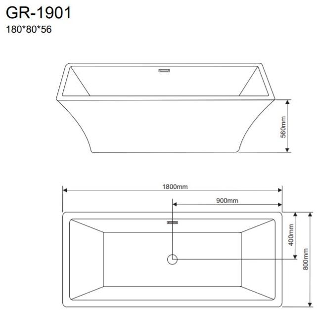 Ванна отдельностоящая GR-1901 (180x80x56) GROSSMAN  - Вид №2