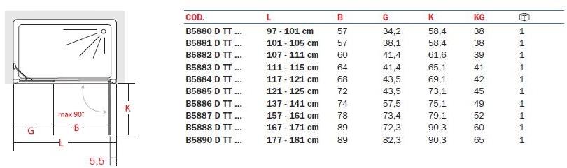 INDA® Прямоугольная душевая кабина из стекла с распашной дверцей Claire design B588…s/d-b575…0 - Вид №2