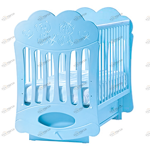 Детская кроватка Baby Sleep-1 (облачко) "Мишки" со стразами тиффани ФАБРИКА ЛЕЛЬ  338364 Голубой Santreyd 