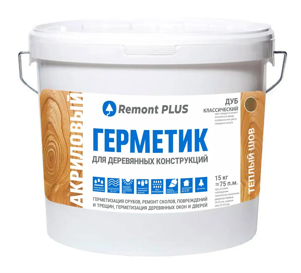 REMONT PLUS Акриловый герметик для дерева классический дуб 10 л 83518151