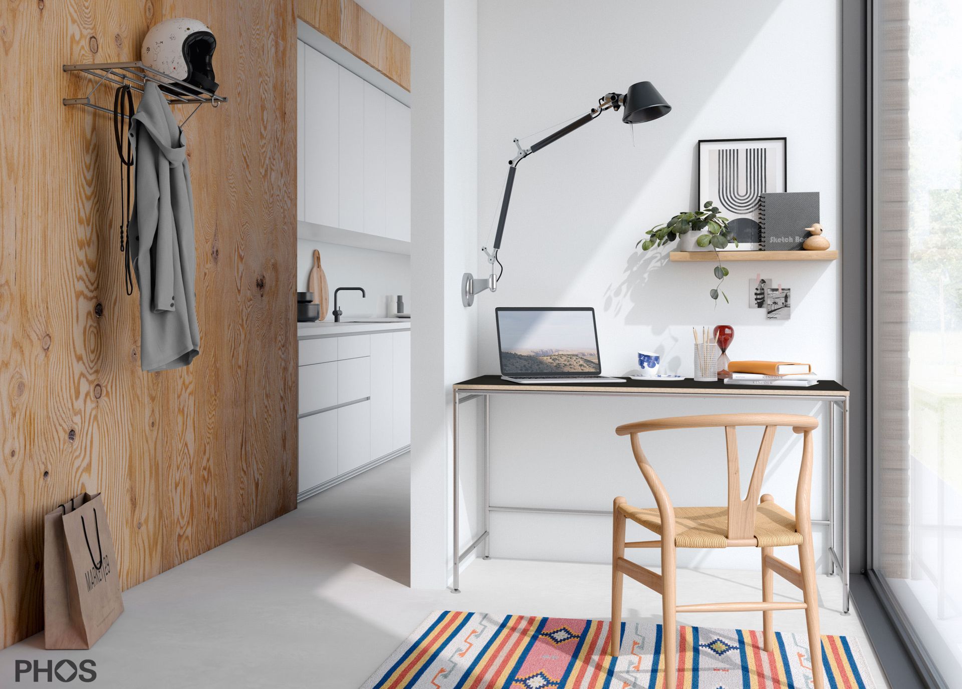 KATI-S1-140x60-MS Карлсруэ стол - письменный стол - черный - 140 х 60 х 75 см. PHOS  - Вид №1