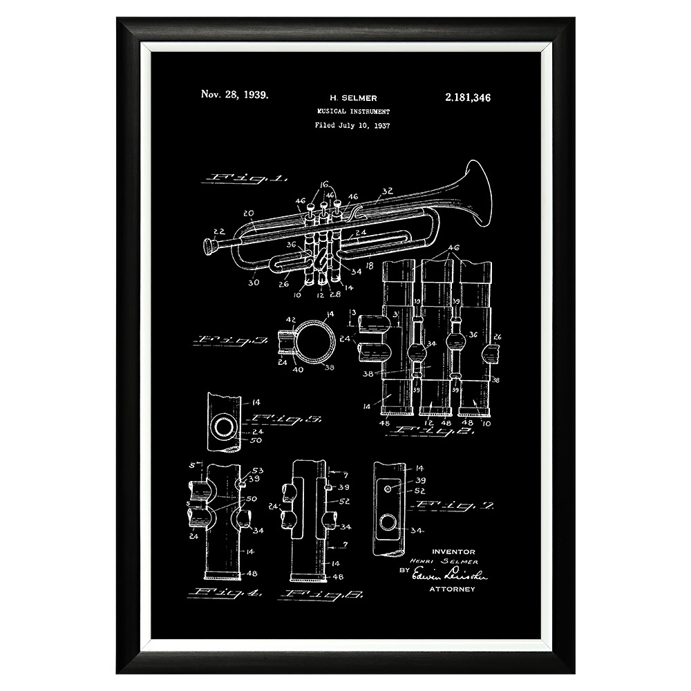 896519442_1818 Арт-постер «Патент на духовую трубу Selmer» Object Desire 