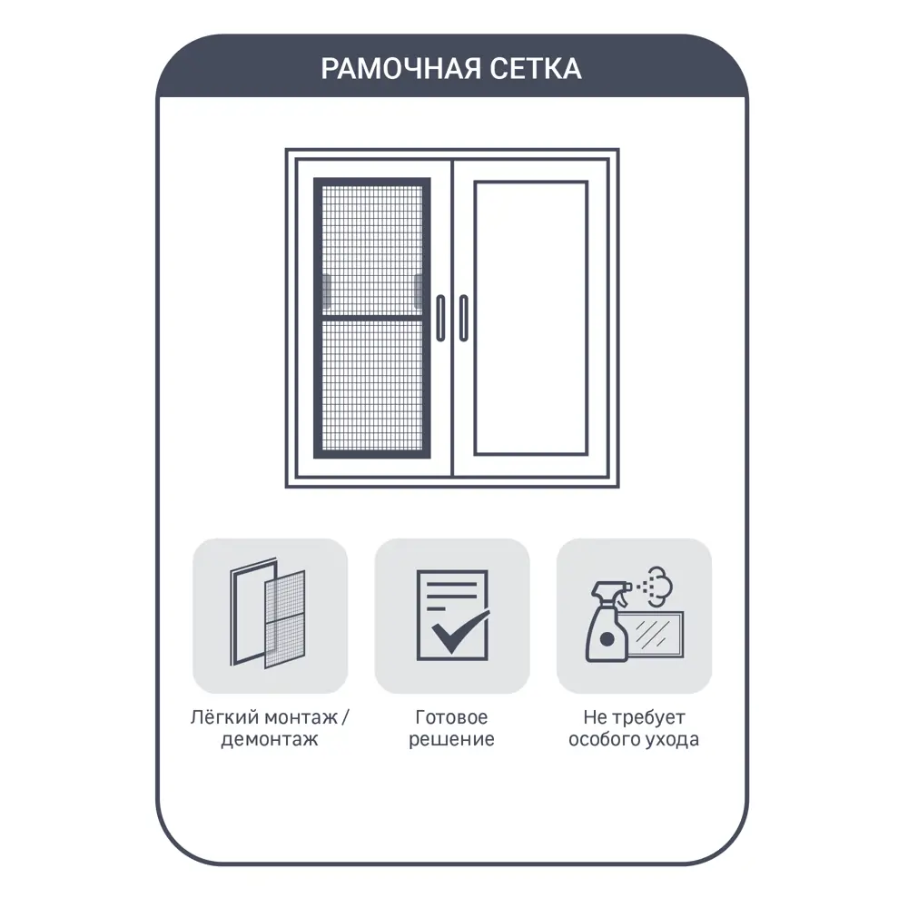 Santreyd Рамочная москитная сетка 100×64 см для окон ПВХ 84921545 STLM-0057180 - Вид №2