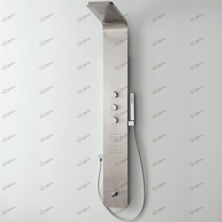 Термостатическая душевая стойка со встроенным восковым термоэлементом и структурой из сатинированной нержавеющей стали. Встроенная лейка для душа, опора для ручного душа, закрепленная на стойке или на стене, и излив наливной трубы. Дополнительный ручной д Noken Laus 100130513