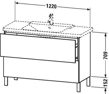 LC660309090 Тумбочка напольная L-Cube #LC6603 1220 x 481 мм Фланелево-серый шелковисто-матовый лак Duravit - Вид №2