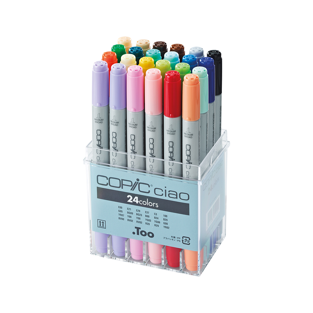 22075524 Ciao набор маркеров 1-8 мм 24 цв. кисть/перо скошенное Copic 