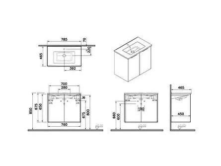 Подвесной шкаф для умывальника со встроенной раковиной VitrA Bathrooms Integra Square ARCH-00027181 - Вид №8