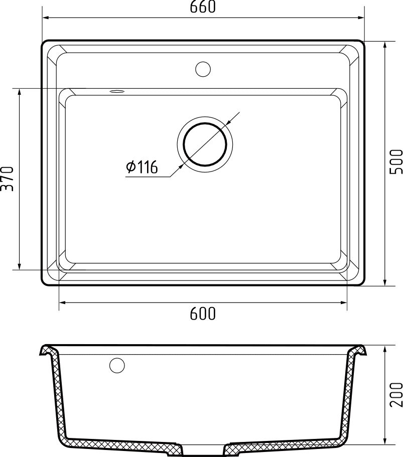 Кухонная мойка Искусственный камень LEVEL S199 GranFest LV-660-S199 - Вид №1