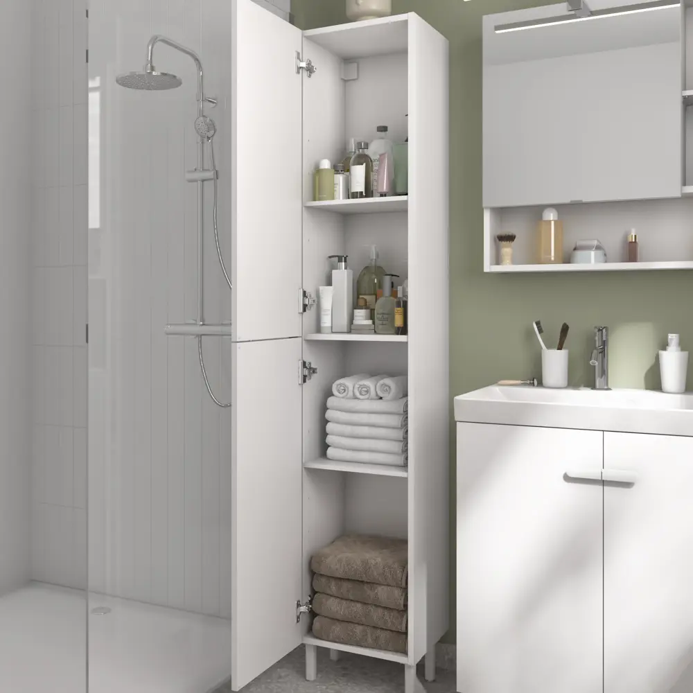 Пенал для ванной Sensea Easy напольный 186x35 см цвет белый STLM-2011115 - Вид №4