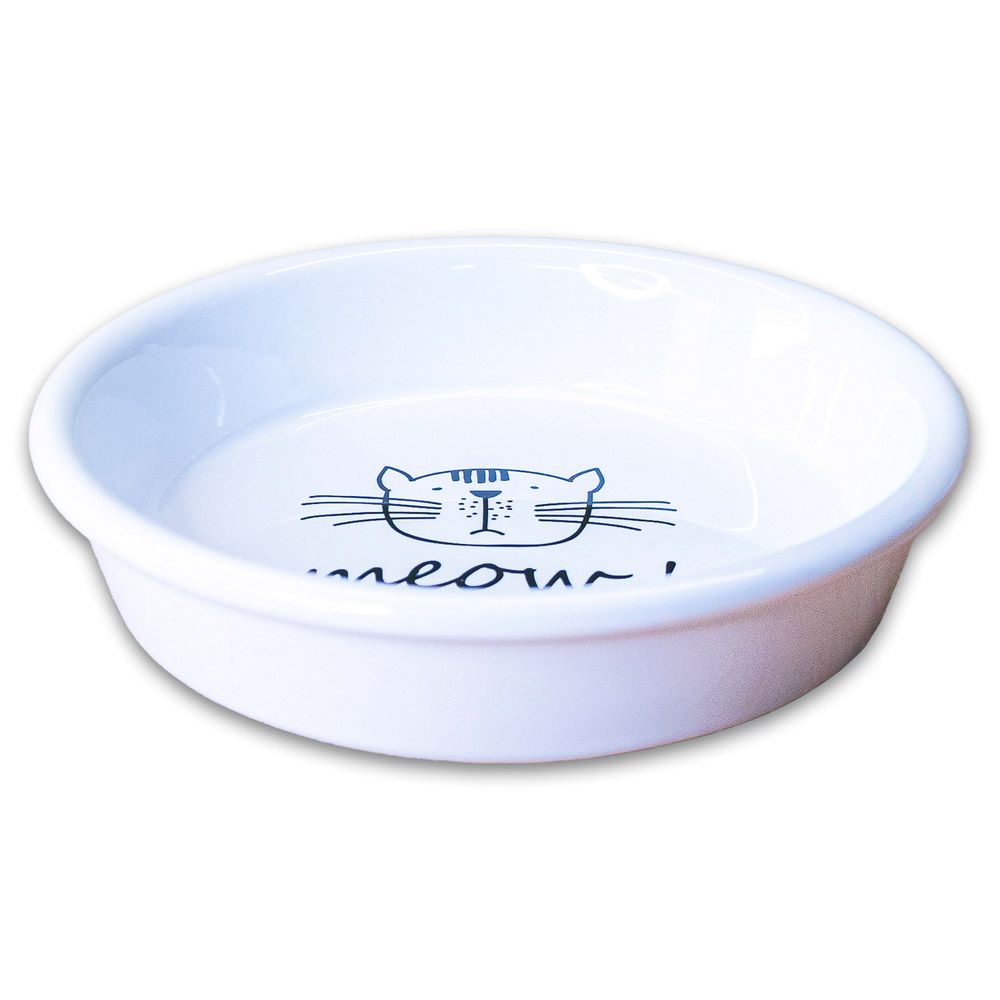 ПР0057363 Миска для кошек керамическая MEOW! Белая 200мл КерамикАрт  - Вид №1