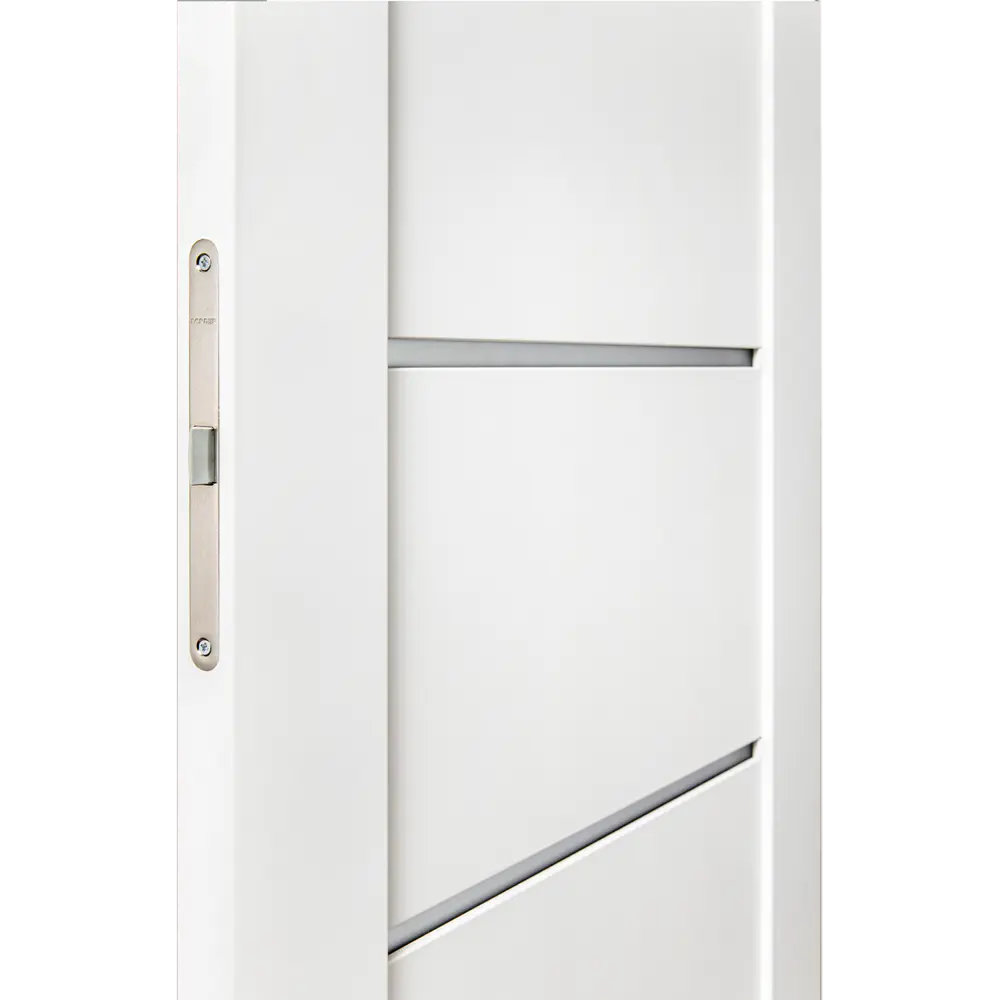 Дверь межкомнатная со стеклом Богема 80x200 см Hardflex цвет белый с замком и петлями PORTIKA STLM-2160718 - Вид №3