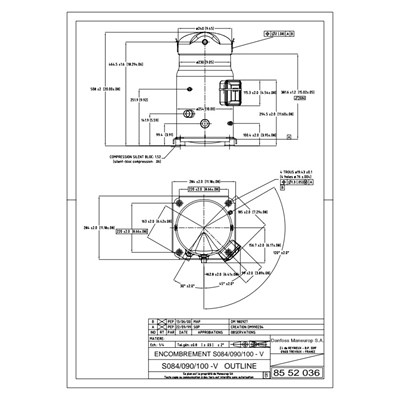 Danfoss SZ — Герметичные спиральные компрессоры, R134a, R407C SZ084-4VM Компрессор спиральный SZ084-4VM 