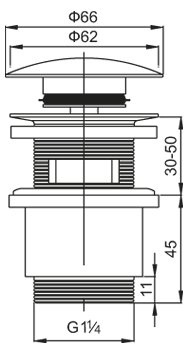 Донный клапан с системой "Клик-клак" с переливом Cezares CZR-SAT5-02 ARTICOLI VARI - Вид №1