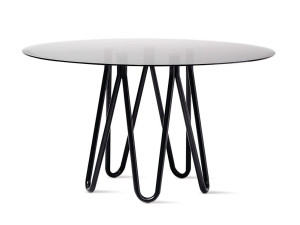 Круглый стол из металла и стекла