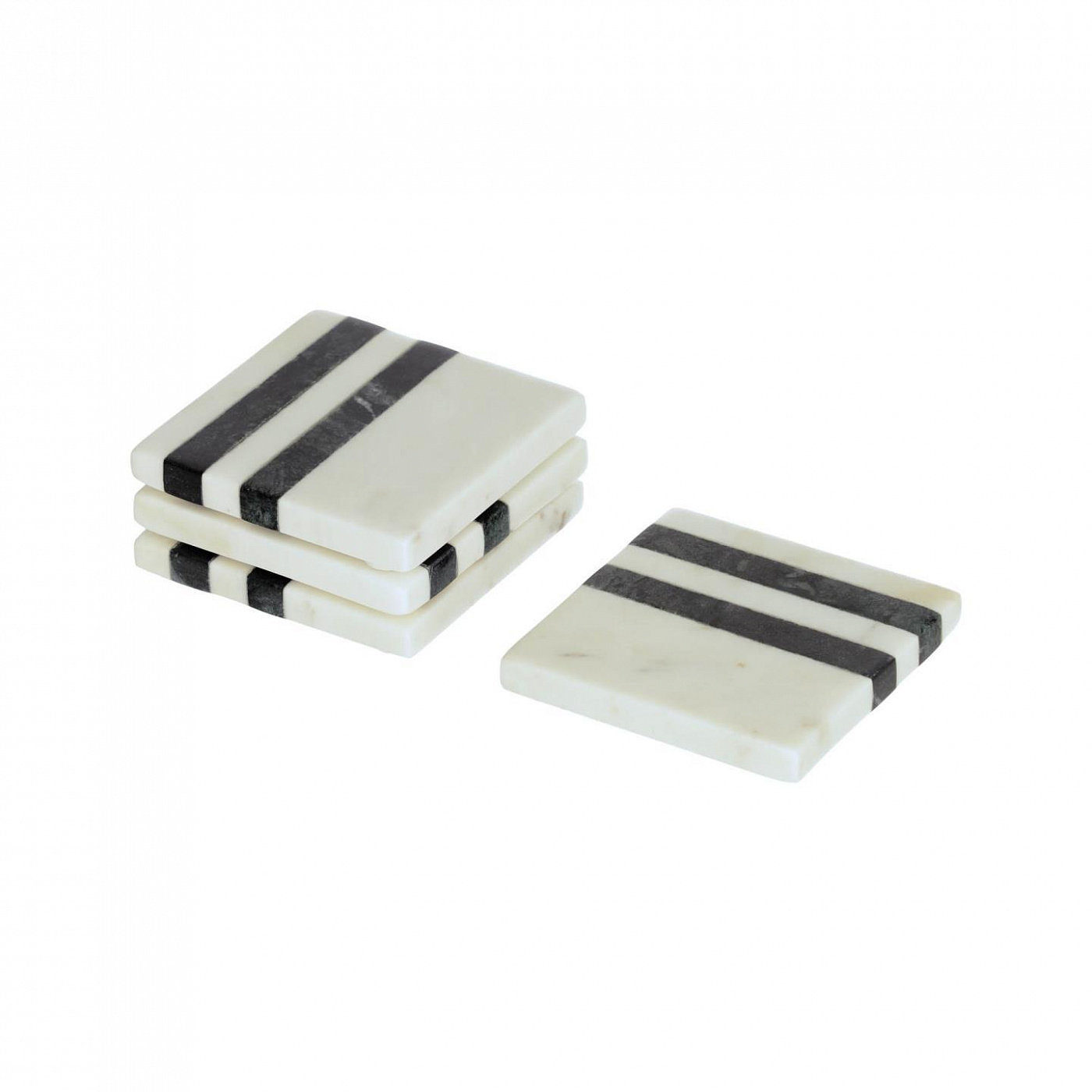 099827 Набор из 4-х подставок из черного и белого мрамор La Forma Bergman  - Вид №1