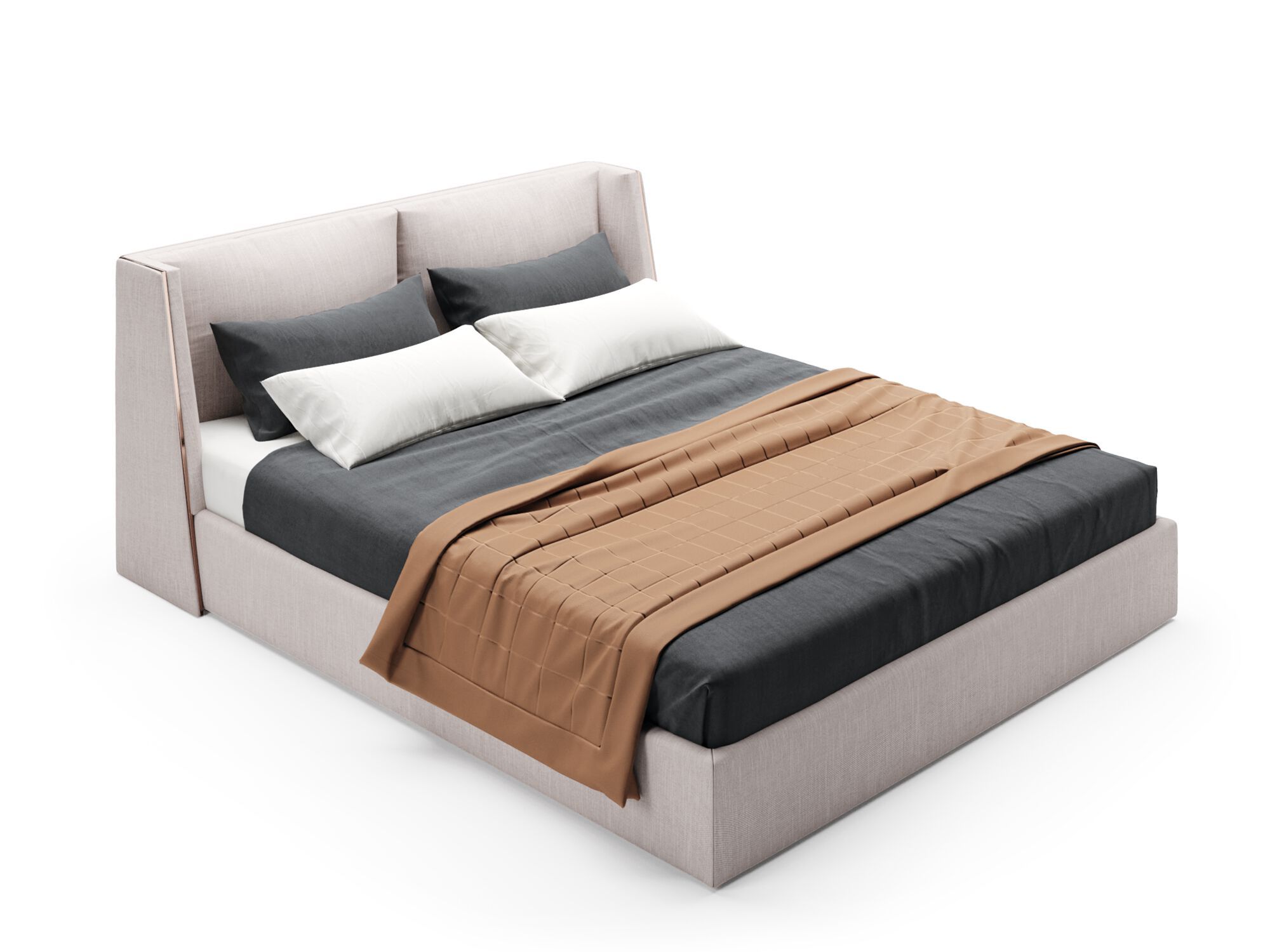 Деревянная двуспальная кровать с мягким изголовьем PRADDY Natur ARCH-00100243 - Вид №1