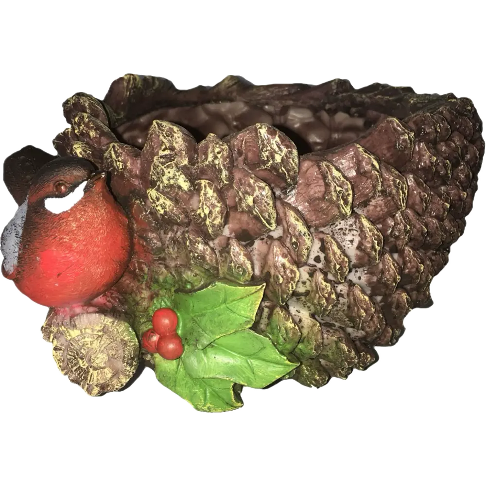 Santreyd Садовая фигура Шишка с птичкой - каменное кашпо с эффектом старины 89341430 STLM-0956190