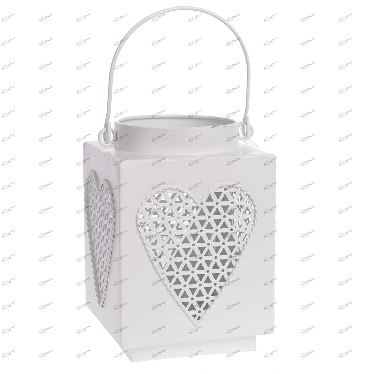 Подсвечник-фонарь металлический с ручкой белый "Сердце" TO4ROOMS  212468 Белый 