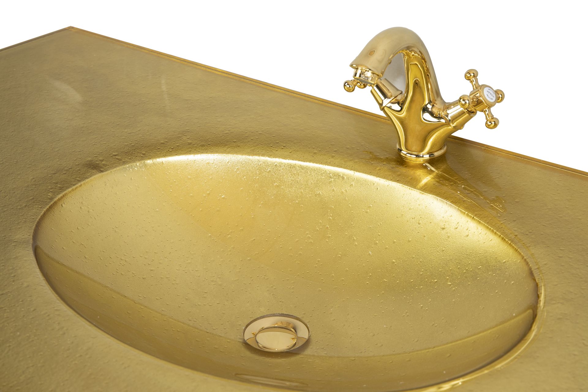 TSLA120BPGO Подвесная раковина настенная овальная Tessoro Laura золотая - Вид №1