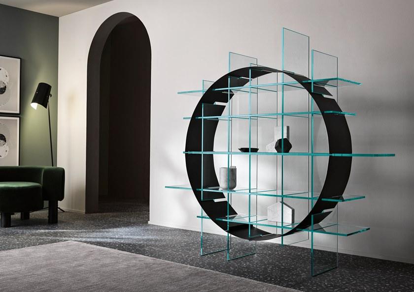 Tonelli Design Самонесущий двухсторонний книжный шкаф из листового металла и стекла sun-id-1358492 - Вид №1