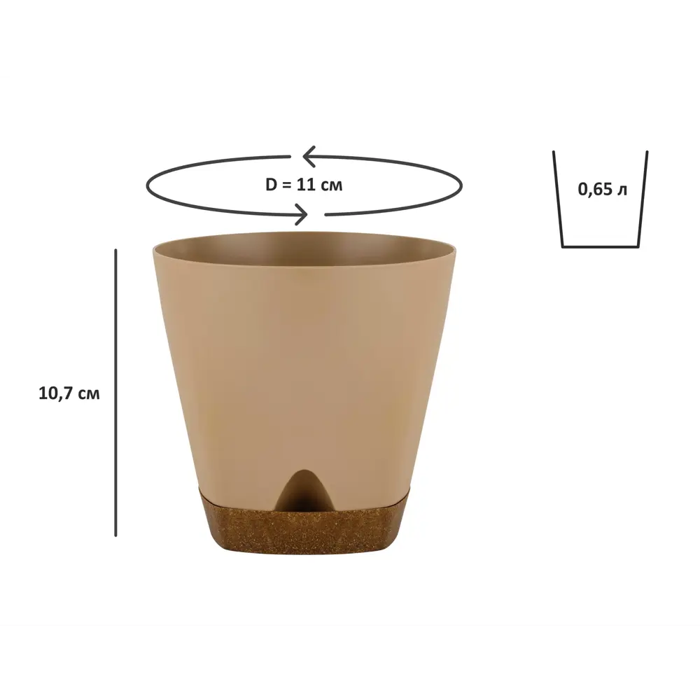 Горшок для цветов INGREEN Wood 0.65 л коричневый круглый 89416385 STLM-1574457 - Вид №3