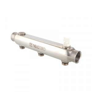VTc.510.SS.060406 Коллектор из нержавеющей стали с межосевым расстоянием выходов 100 мм Valtec 1", 6 x 1/2"
