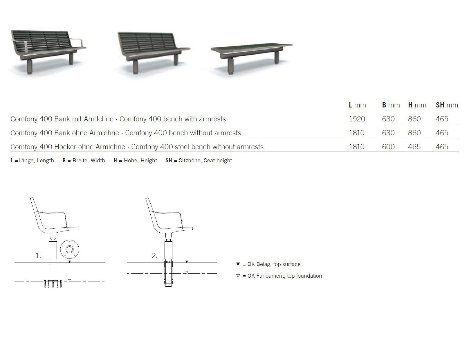 Скамейка из нержавеющей стали и ПЭТ без спинки BENKERT BANKE Comfony ARCH-00000302 - Вид №2
