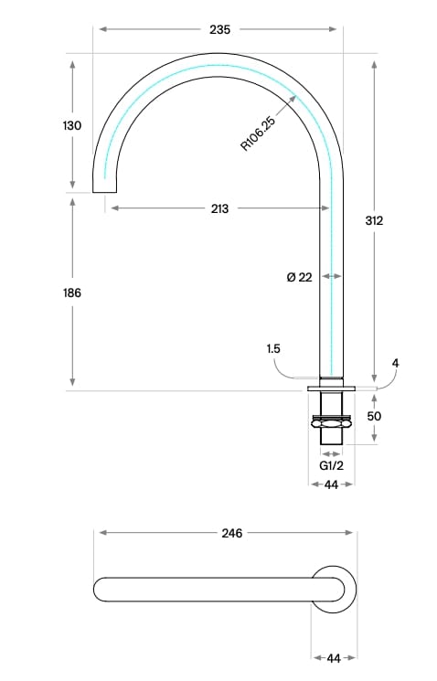 Дозирующий носик из нержавеющей стали для пола COCOON John Pawson ARCH-00104114 - Вид №3
