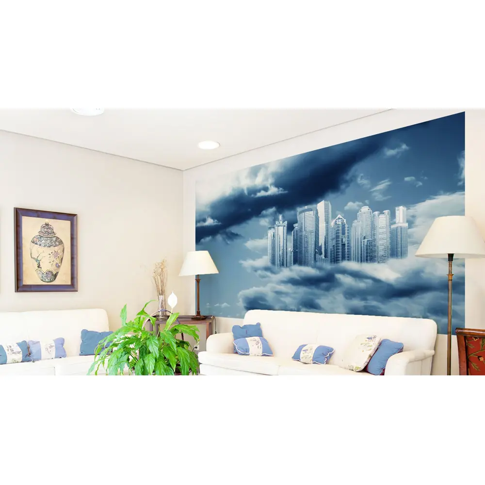 Фотообои флизелиновые Город в облакаx 370x200 см МОСКОВСКАЯ ОБОЙНАЯ ФАБРИКА Malex factory STLM-2033628 - Вид №1