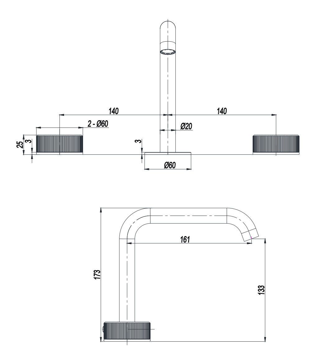 Смеситель для раковины с 3 отверстиями и отдельными розетками CROSSWATER 3ONE6 ARCH-00038983 - Вид №2