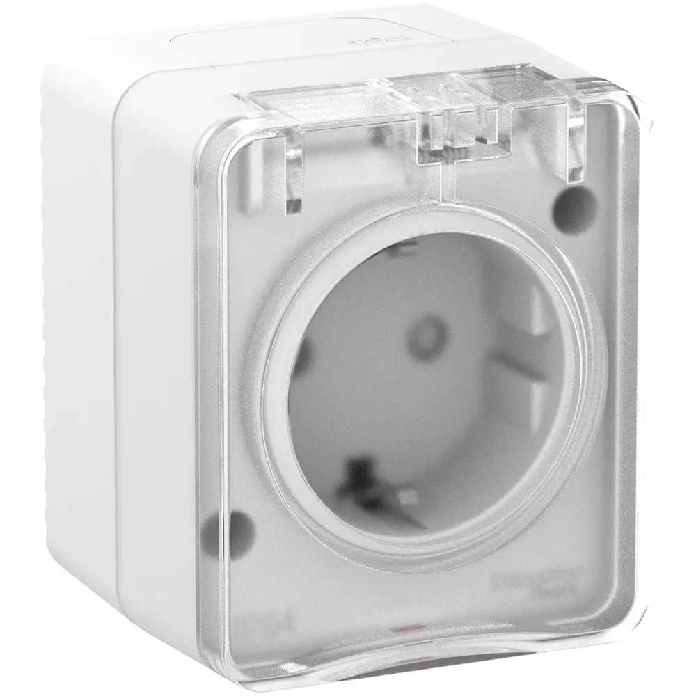 Розетка встраиваемая Systeme Electric Profi 54 с заземлением IP54 цвет белый AtlasDesign Profi STLM-2129683 - Вид №1