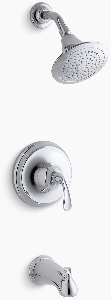 KOHLER Накладка для ванны и душа Forté Sculpted Rite-Temp с нескользящим изливом и насадкой для душа 2,5 галлона в минуту K-TS10275-4-CP  - Вид №1