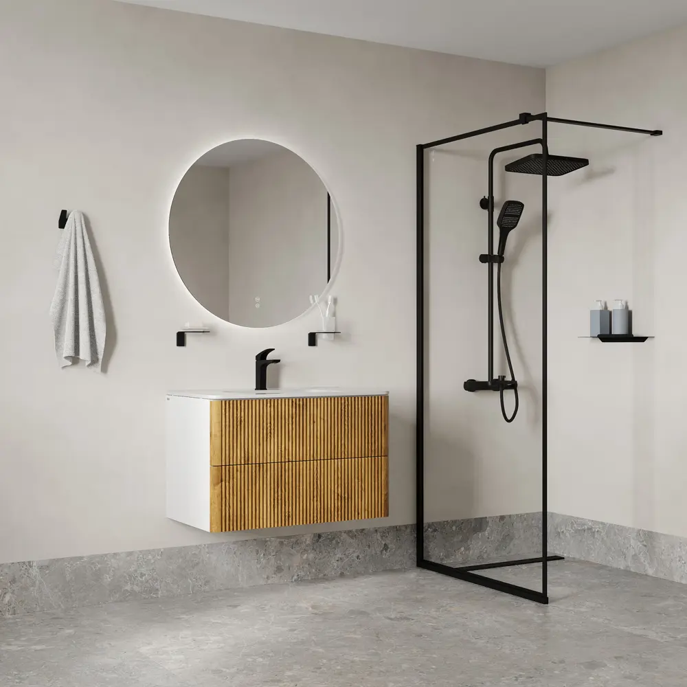 89392203 Душевая система Iddis Lahta LAHBLTHi06 с термостатом 3 режима цвет черный матовый STLM-1575046 - Вид №4