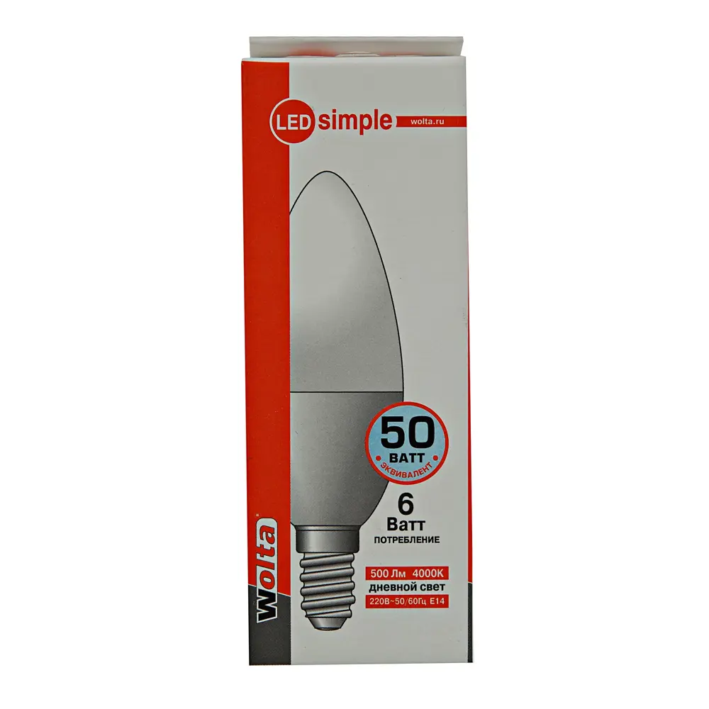 Лампа светодиодная Wolta simple свеча E14 6 Вт 500 Лм свет дневной STLM-2054475 - Вид №2