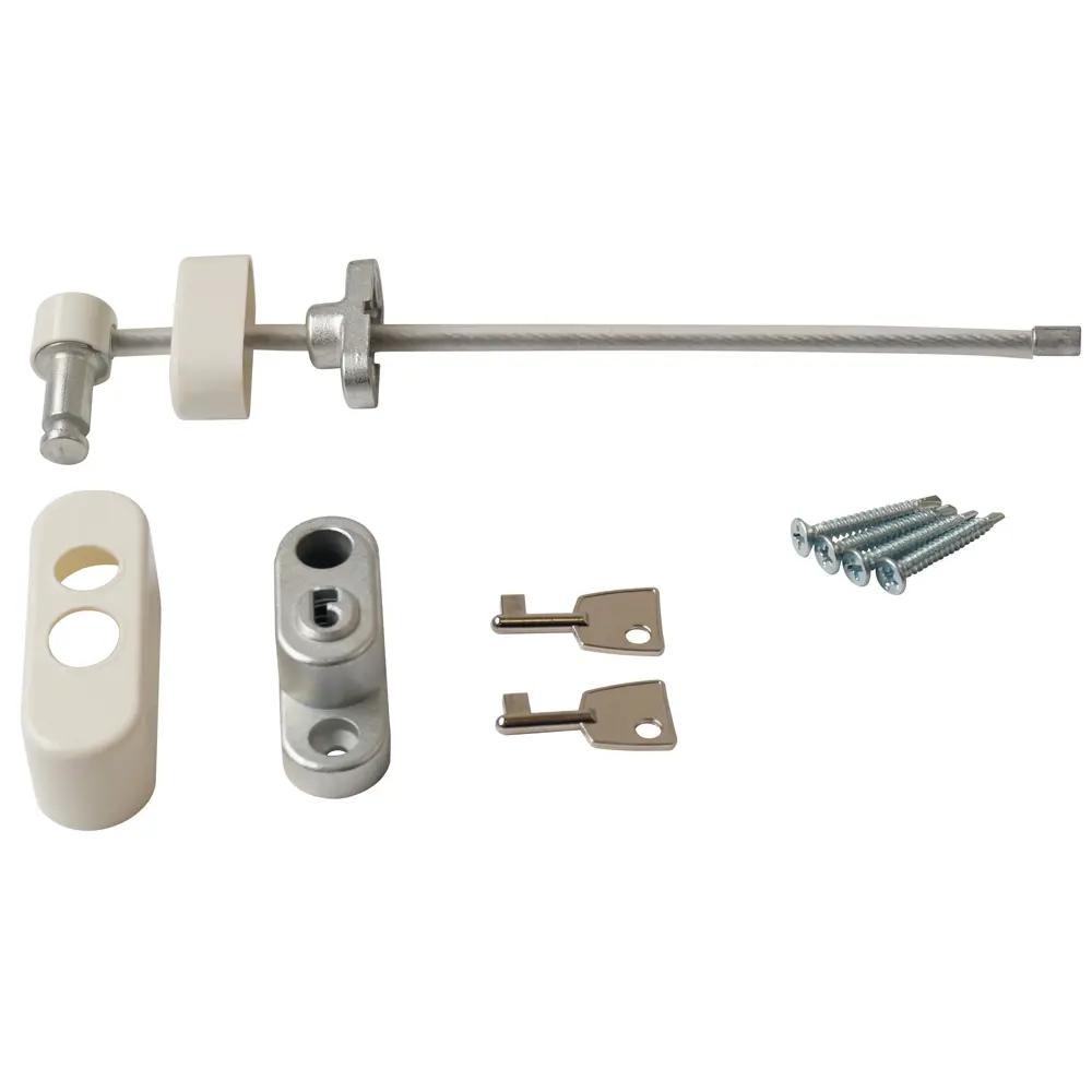 Блокиратор поворота оконный с тросом 8x20 см, сталь, цвет белый Santreyd STLM-2094577 - Вид №1